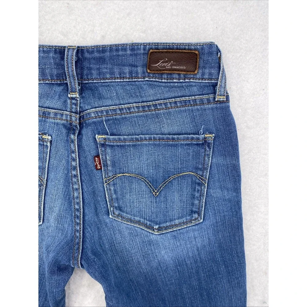 Levi's Demi Curve Flare Jeans Womens Blue Denim Low Rise Stretch 24x27 - Picture 14 of 14